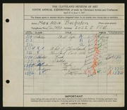 Entry card for Bachofen, Max Albin for the 1927 May Show.
