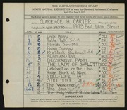 Entry card for Carter, Clarence Holbrook for the 1927 May Show.
