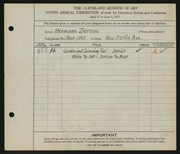 Entry card for Dercum, Hermann, and Pitkin and Mott; Dercum & Beer for the 1927 May Show.