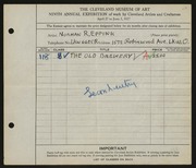 Entry card for Eppink, Norman Roland for the 1927 May Show.