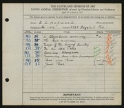 Entry card for Hopwood, E. C. for the 1927 May Show.