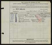 Entry card for Nicol, W. C. for the 1927 May Show.