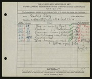 Entry card for Tiberg, Gunhild for the 1927 May Show.