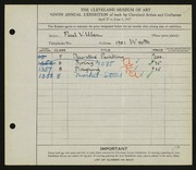 Entry card for Ulen, Paul V. for the 1927 May Show.