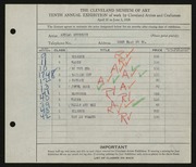 Entry card for Beneduce, Antimo for the 1928 May Show.