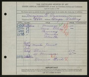 Entry card for Cramer, Miriam E. for the 1928 May Show.