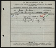Entry card for Jordan, Joan for the 1928 May Show.