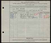 Entry card for Nichols, Earl for the 1928 May Show.