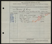 Entry card for Novy, Charles J. for the 1928 May Show.