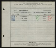 Entry card for Wheeler, Hughlette for the 1928 May Show.