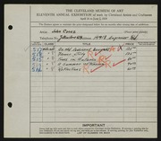 Entry card for Csosz, John for the 1929 May Show.