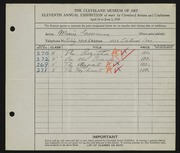 Entry card for Grossman, Morris for the 1929 May Show.