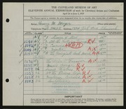 Entry card for Mayer, Henry M. for the 1929 May Show
