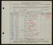 Entry card for Raymond, Mary E. for the 1929 May Show.