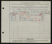 Entry card for Schreckengost, Viktor for the 1929 May Show.