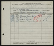 Entry card for Standiford Photographic Studio, and Standiford-Mehling, Ethel for the 1929 May Show.