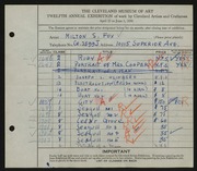Entry card for Fox, Milton S. for the 1930 May Show.