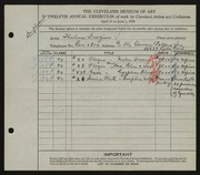 Entry card for Winter, Thelma Frazier for the 1930 May Show.