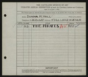 Entry card for Hall, Donna M. for the 1930 May Show.
