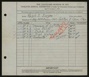 Entry card for Jaeger, Ralph S. for the 1930 May Show.