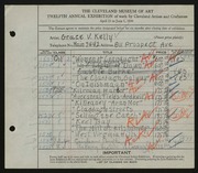 Entry card for Kelly, Grace Veronica for the 1930 May Show.