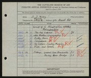 Entry card for King, Joseph J. for the 1930 May Show.