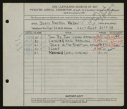 Entry card for Weber, Doris Martha for the 1930 May Show.