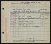 Entry card for Barrick, Shirley Gordon for the 1931 May Show.