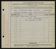 Entry card for Carroll, Catherine Hope for the 1931 May Show.