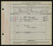Entry card for Clark, John S. for the 1931 May Show.
