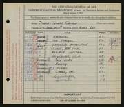 Entry card for Clough, Stanley T. for the 1931 May Show.