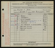 Entry card for Fox, Milton S. for the 1931 May Show.