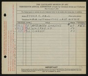 Entry card for Hall, Donna M. for the 1931 May Show.