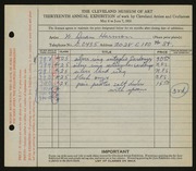 Entry card for Harmon, Walter Duane for the 1931 May Show.