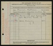 Entry card for Hoffman, Muriel A. for the 1931 May Show.