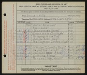 Entry card for Kelly, Grace Veronica for the 1931 May Show.