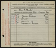 Entry card for Meunier, Paul A. for the 1931 May Show.