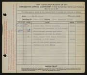 Entry card for Olney, H. W., and Potter, Horace Ephraim for the 1931 May Show.