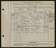 Entry card for Rahming, Norris for the 1931 May Show.