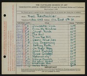 Entry card for Rentschler, Fred for the 1931 May Show.