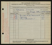 Entry card for Seeler, Katherine Schiefer for the 1931 May Show.