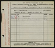Entry card for Shephard, A. MacC. for the 1931 May Show.