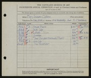 Entry card for Collins, Mary Susan for the 1932 May Show.