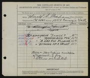 Entry card for Graham, Harold A. for the 1932 May Show.