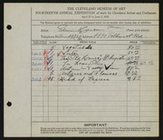 Entry card for Hanson, Edwin for the 1932 May Show.
