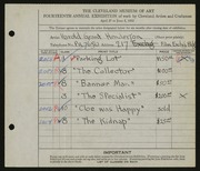 Entry card for Henderson, Harold Grant for the 1932 May Show.