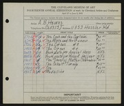 Entry card for Hewes, A. B. for the 1932 May Show.