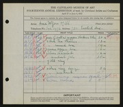 Entry card for Hill, Anna Wyers for the 1932 May Show.
