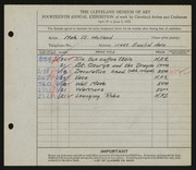 Entry card for Holland, Mak E. for the 1932 May Show.