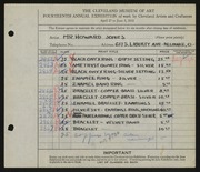 Entry card for Jones, Howard G. for the 1932 May Show.